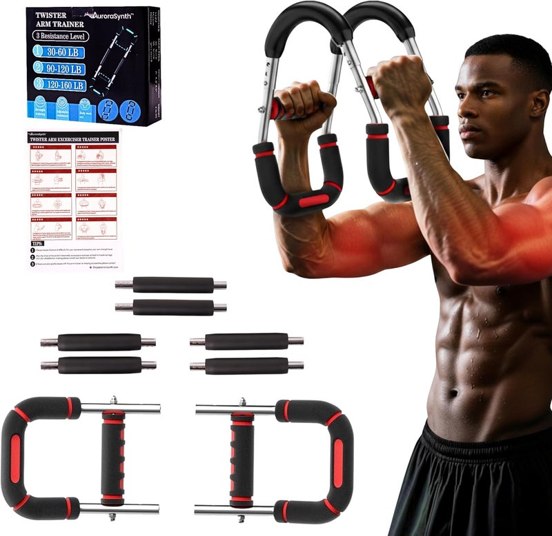 AuroraSynth Twister Arm Trainer, Adjustable Chest Workout Equipment with 6 Resistance Levels Springs (30-160 Lbs), Arm Trainer for Men & Women, Detachable Home Gym Fitness Trainer with Anti-Slip Handles - Image 1